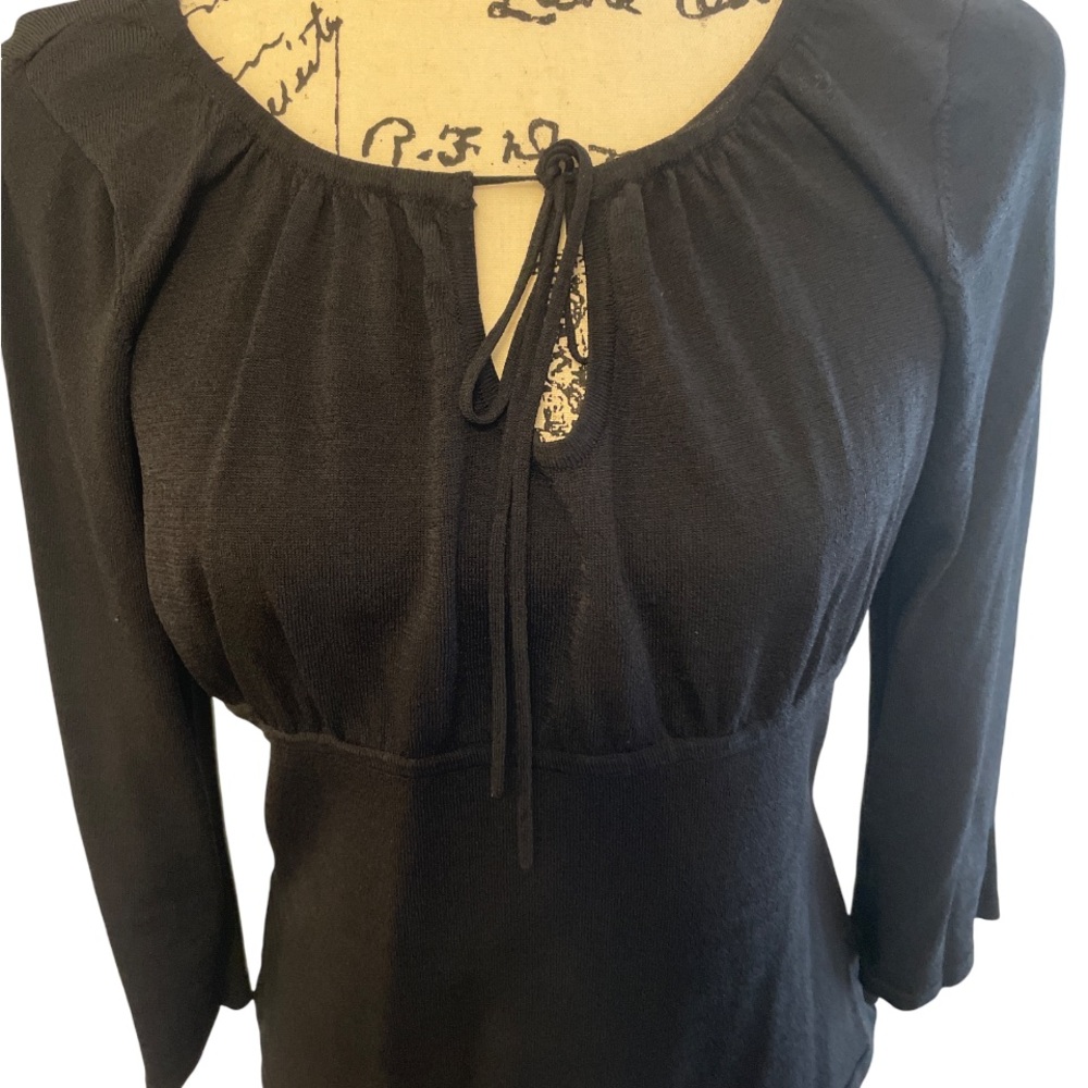 INC Black Blouse with Tie Neck